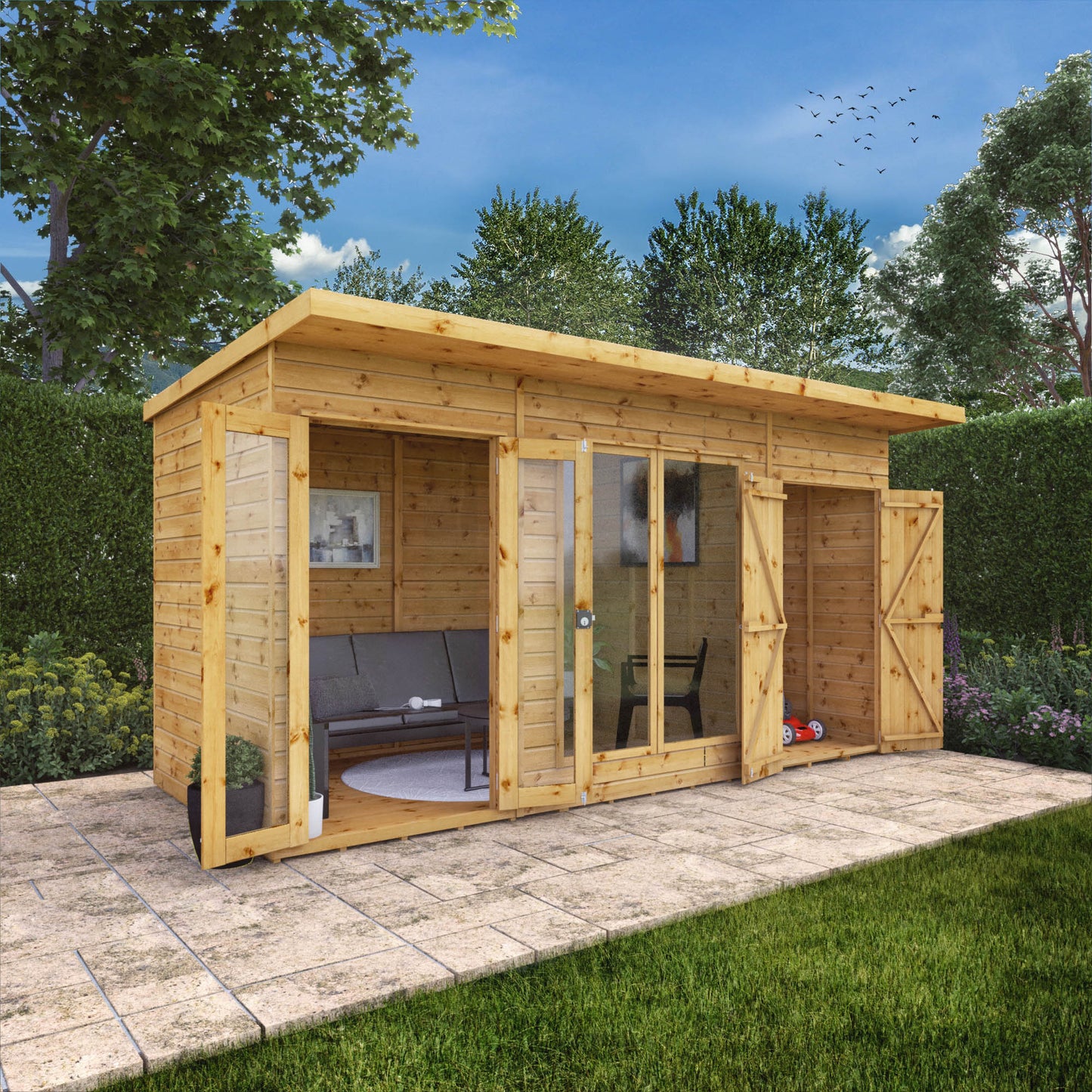 Mercia 14x6 Maine Pent Summerhouse With Side Shed