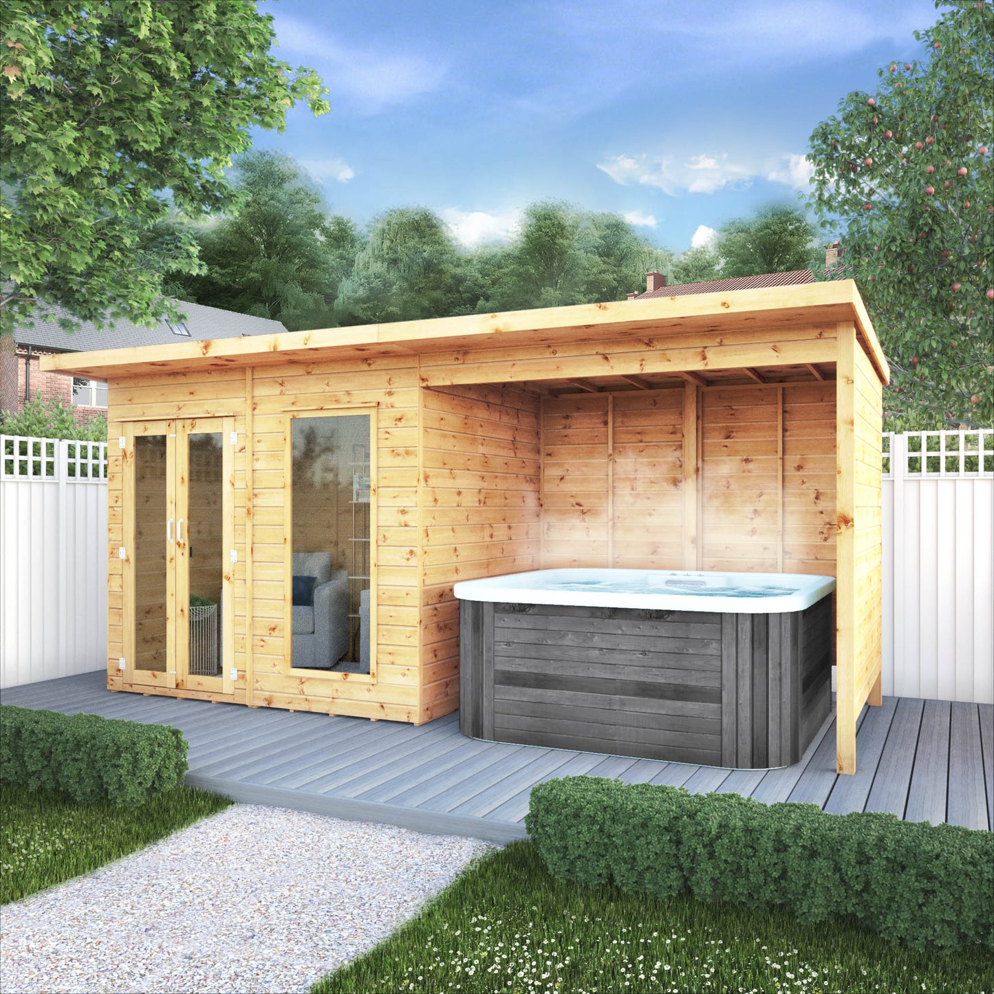 Mercia 16x6 Maine Pent Summerhouse With Patio Area