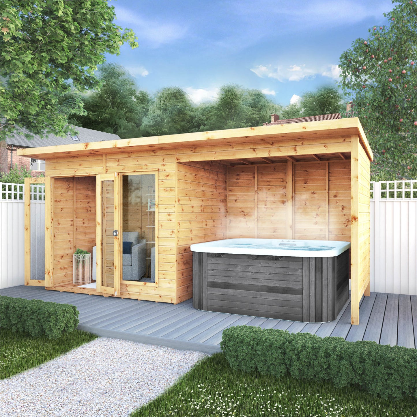Mercia 16x6 Maine Pent Summerhouse With Patio Area