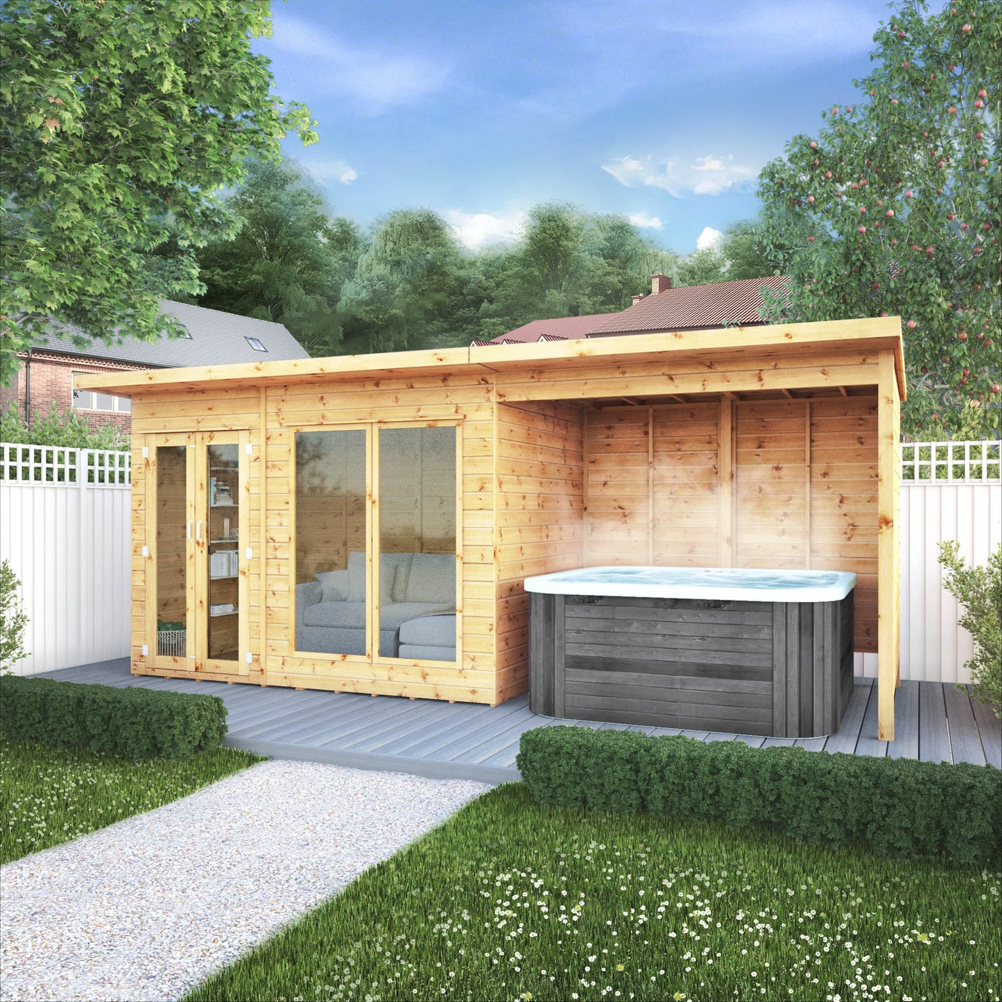 Mercia 18x6 Maine Pent Summerhouse With Patio Area