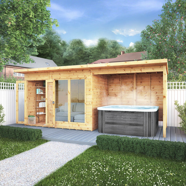 Mercia 18x6 Maine Pent Summerhouse With Patio Area