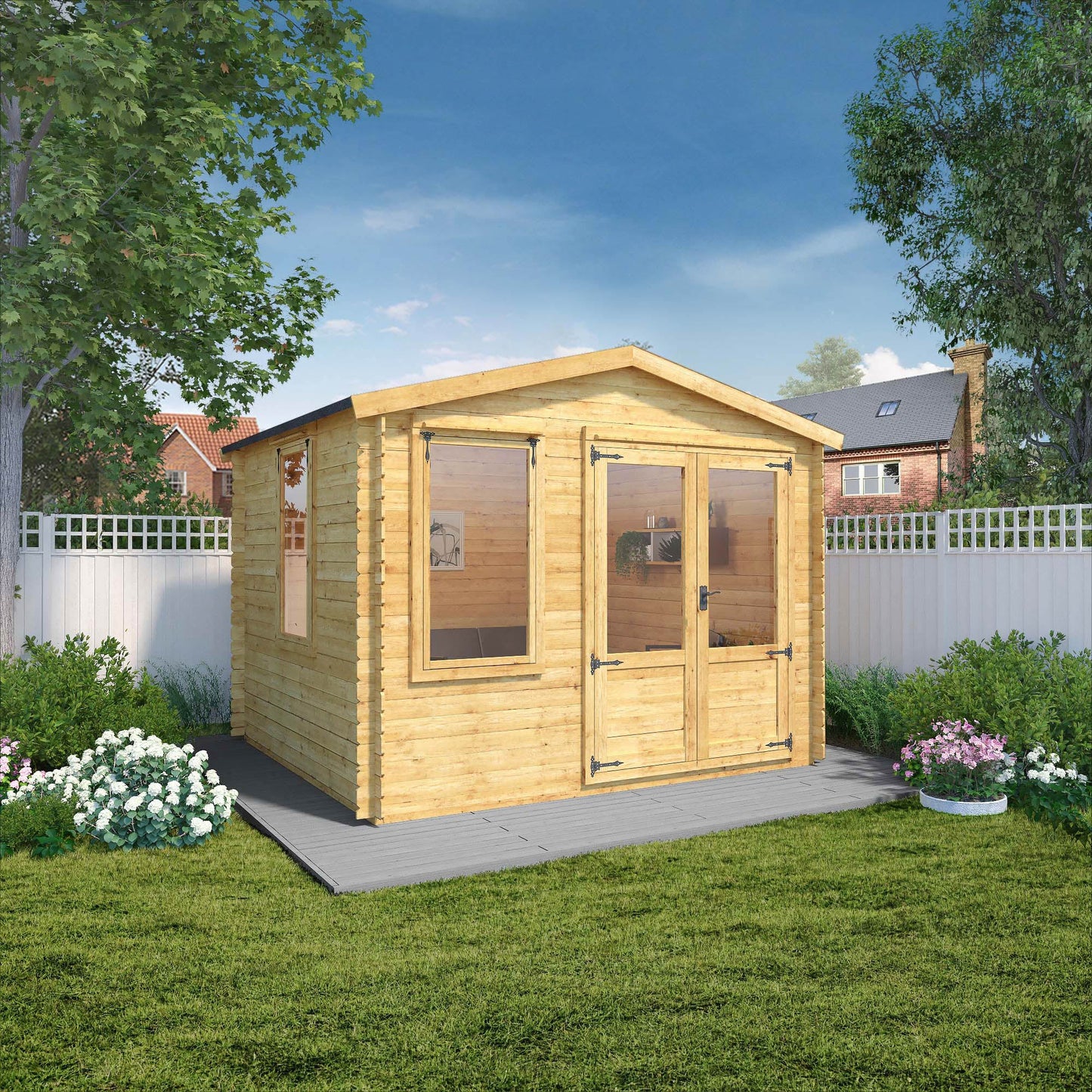 Mercia 3.3m x 3.0m Apex Log Cabin - 19mm