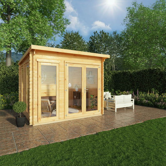 Mercia 3m x 3m Studio Pent Log Cabin (28mm - 44mm Logs)