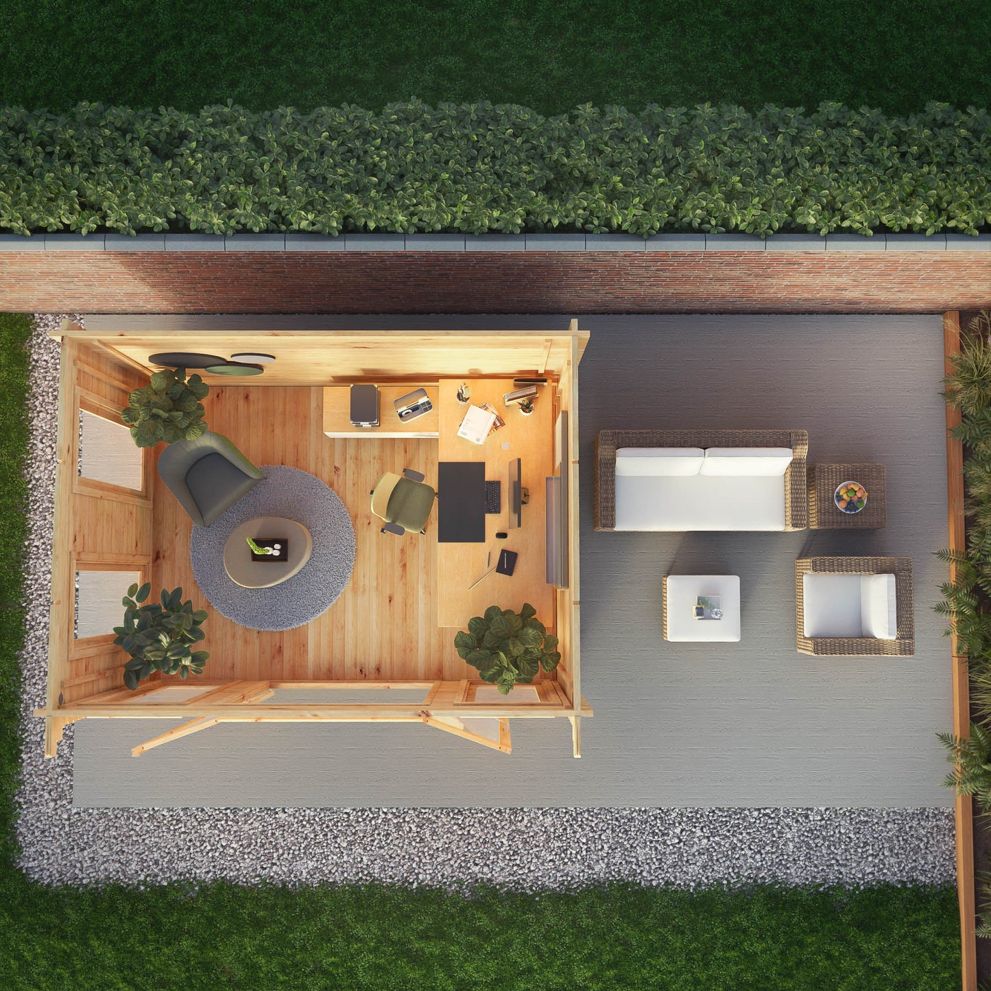 Mercia 4m x 3m Studio Pent Log Cabin - (28mm - 44mm Logs)