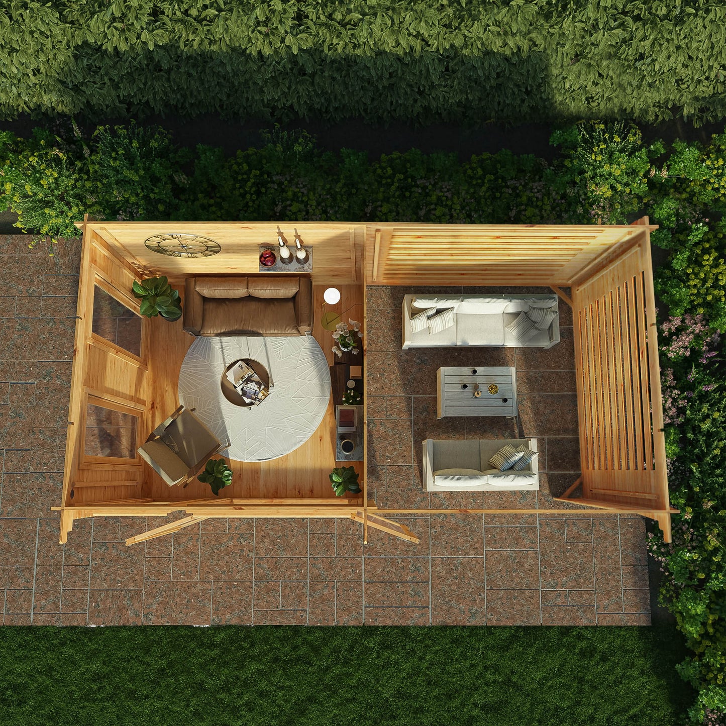 Mercia 6m x 3m Studio Pent Log Cabin With Slatted Area - (28mm - 44mm Logs)