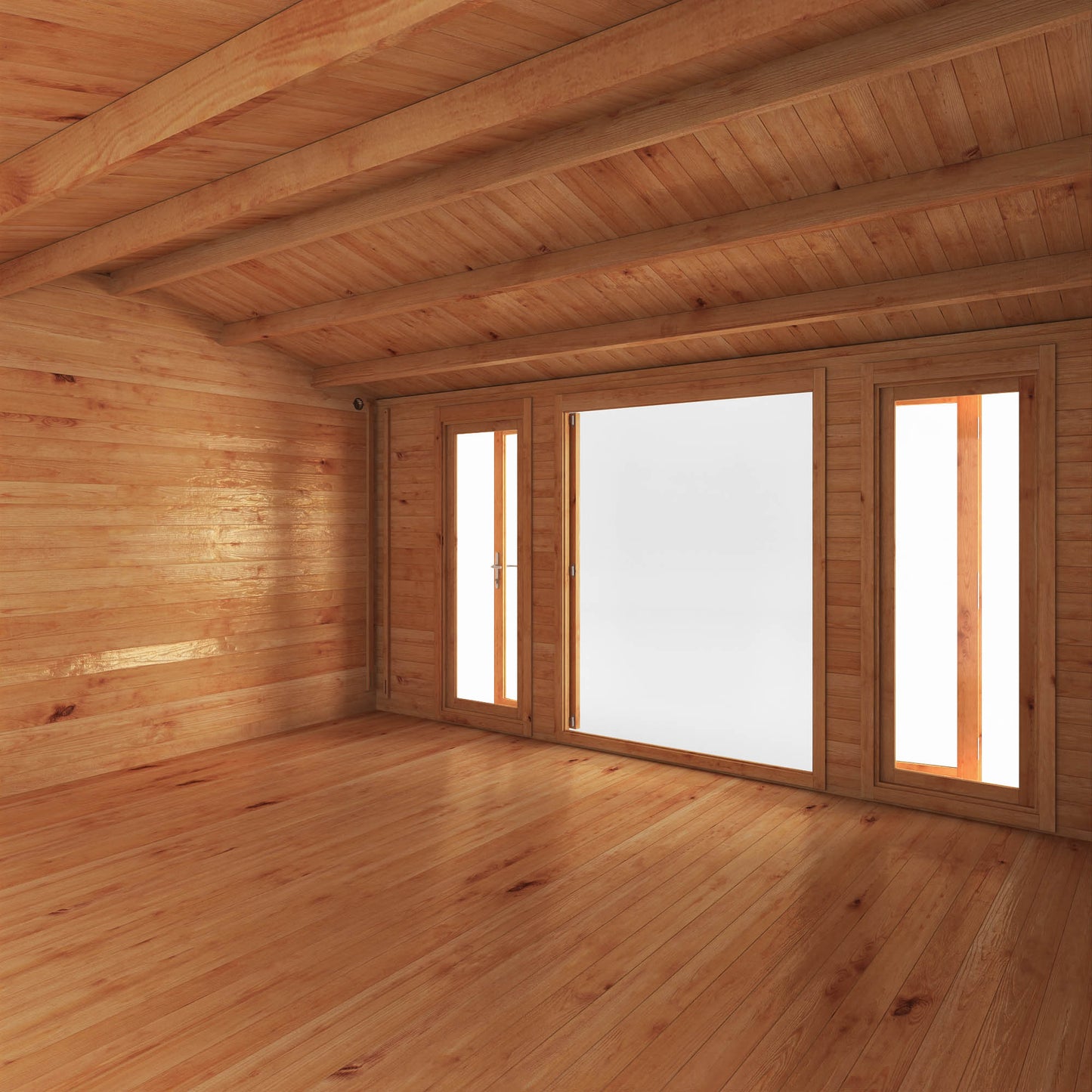 Mercia 6.1m x 4m Home Office Studio With Side Shed - (28mm - 44mm Logs)