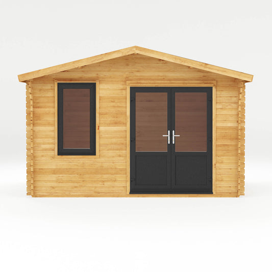 Mercia 4m x 3m Retreat Log Cabin - 44mm (UPVC Windows & Door) - Grey