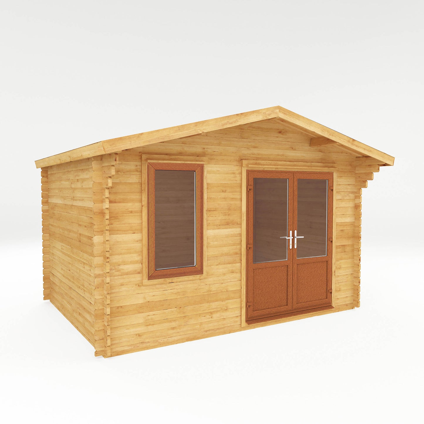 Mercia 4m x 3m Retreat Log Cabin - 44mm (UPVC Windows & Door) - Oak