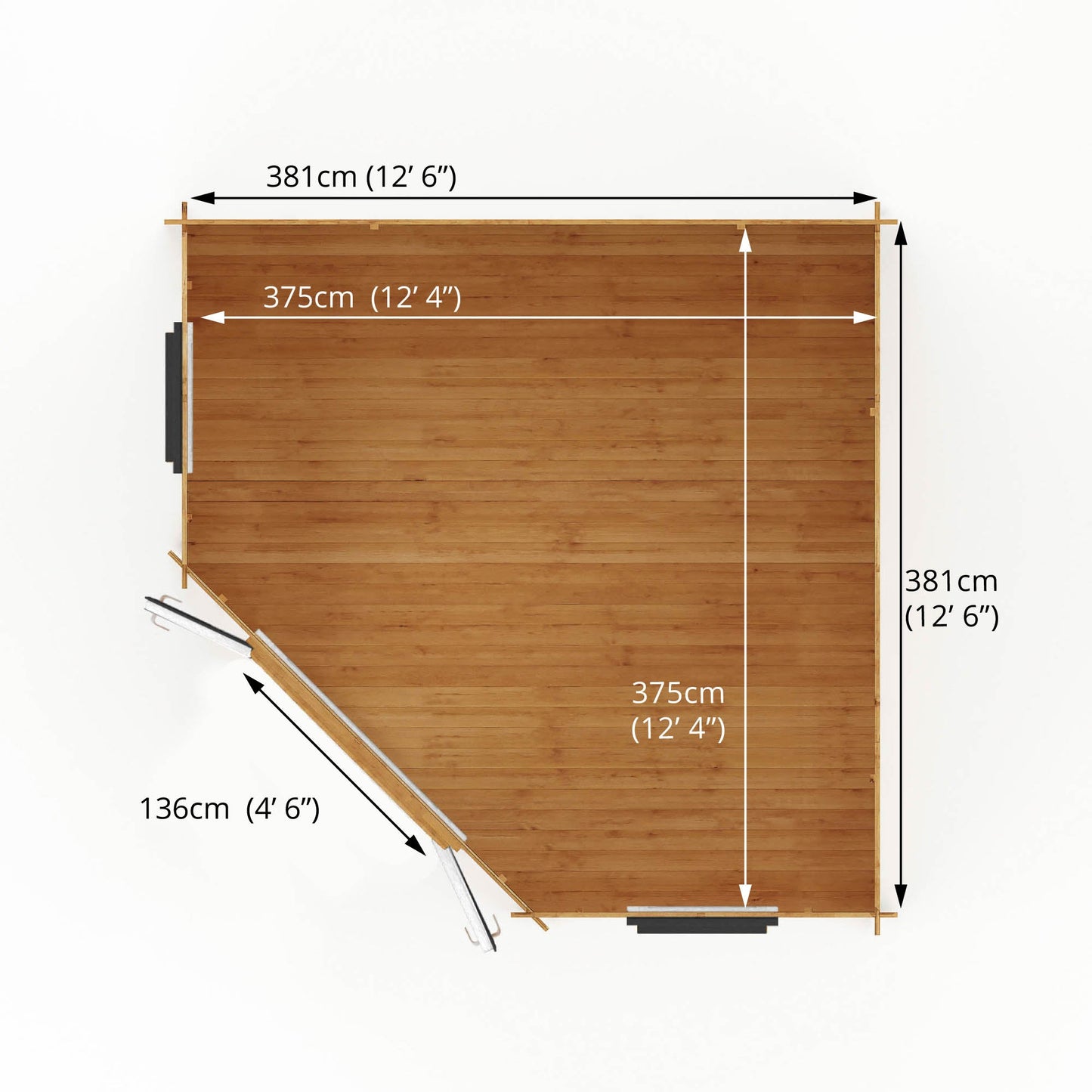 Mercia 4m x 4m Corner Cabin - 44mm (UPVC Windows & Door) - Grey