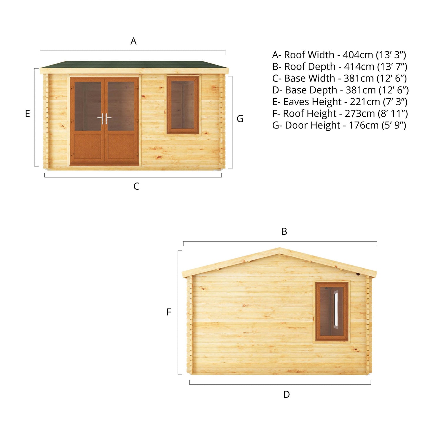 Mercia 4m x 4m Home Office Elite - 44mm (UPVC Windows & Door) - Oak