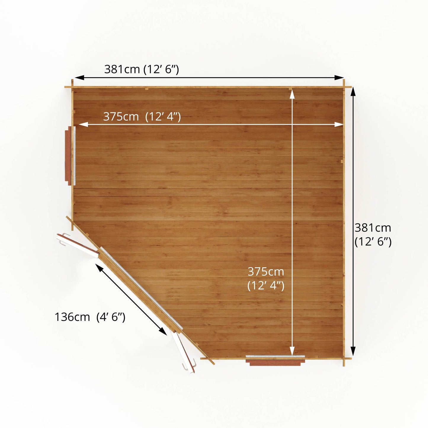 Mercia 4m x 4m Corner Cabin - 44mm (UPVC Windows & Door) - Oak