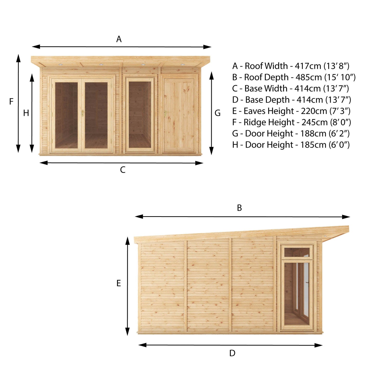 Mercia 4mx4m(D) Insulated Garden Room with Side Shed