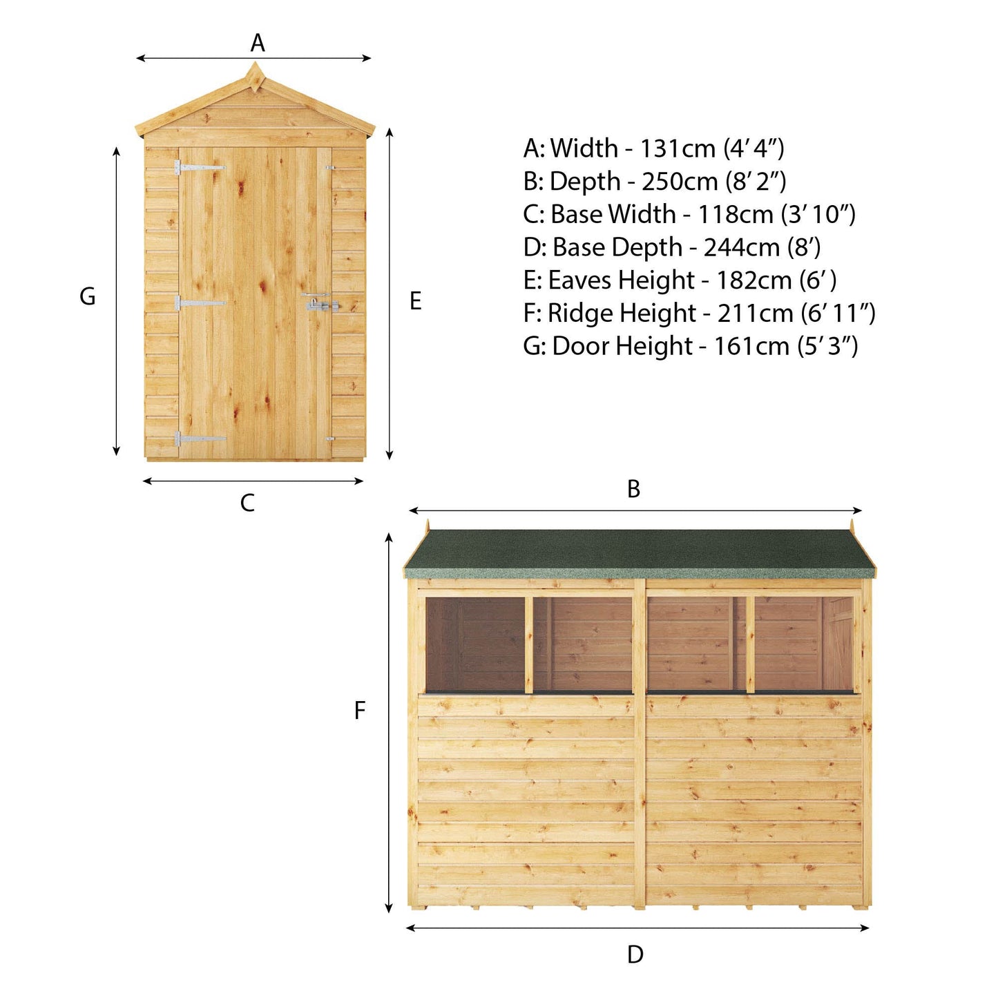 Mercia 8x4 Woodsman Shiplap Apex - Styrene