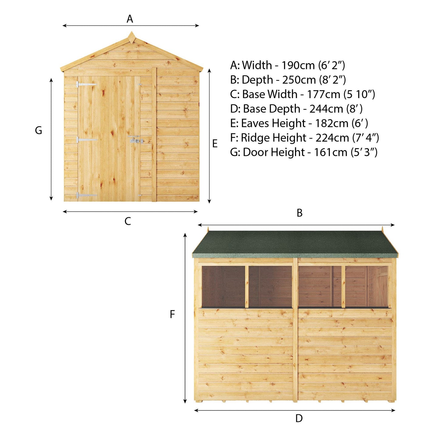 Mercia 8x6 Woodsman Shiplap Apex - Styrene