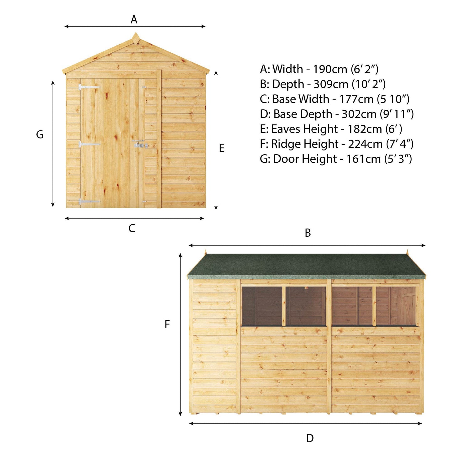 Mercia 10x6 Woodsman Shiplap Apex - Styrene