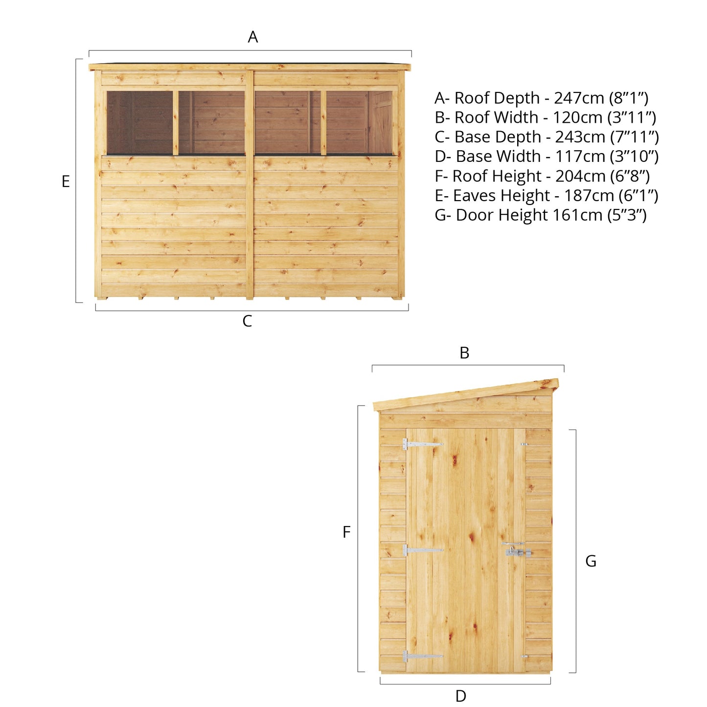 Mercia 8x4 Woodsman Shiplap Pent - Styrene