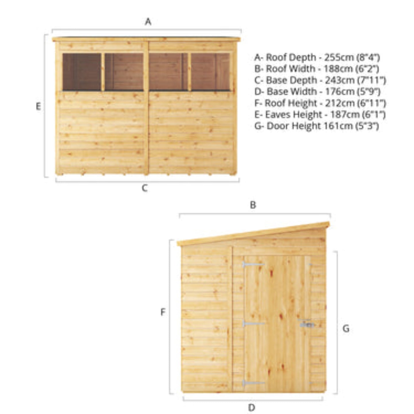 Mercia 8x6 Woodsman Shiplap Pent - Styrene