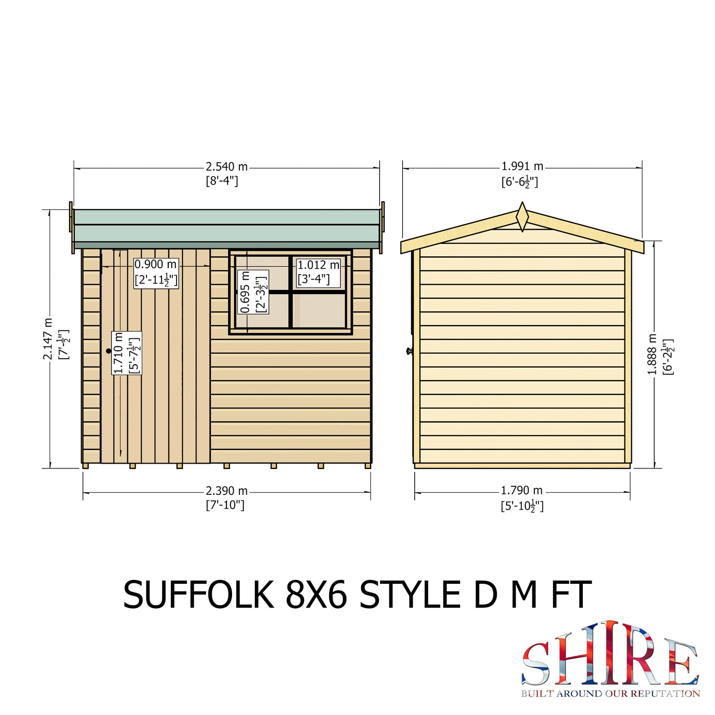 Shire Suffolk 8x6 Single Door Loglap Style D