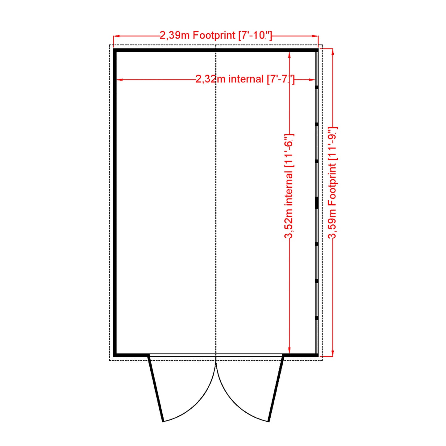 Shire Overlap Double Door No windows 12x8 D/D