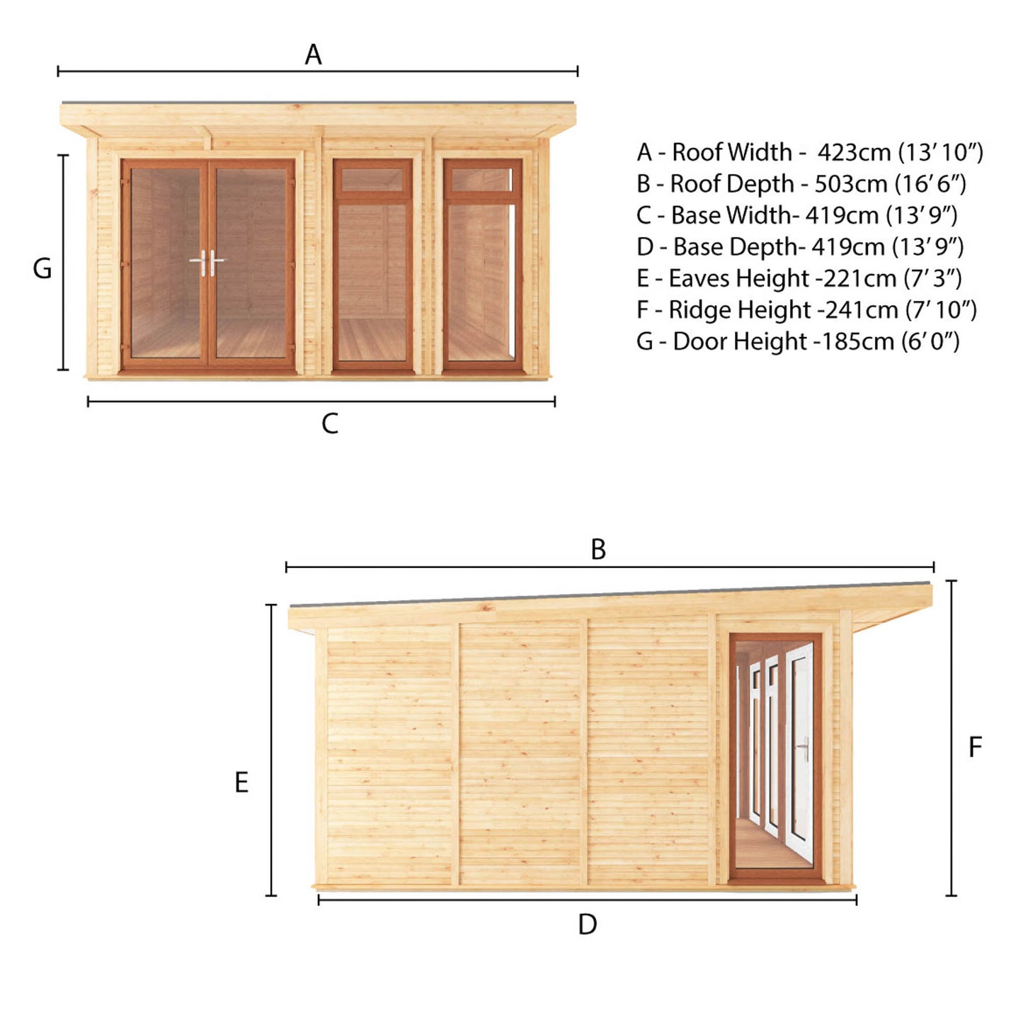 Mercia Sherwood Edwinstowe 4mx4m Insulated Garden Room - (UPVC Windows & Doors) - Oak