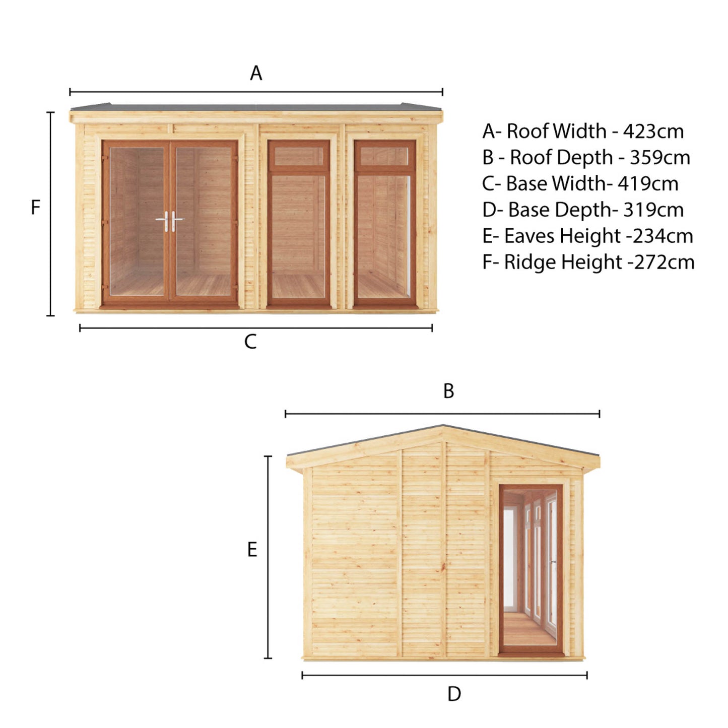 Mercia Sherwood Rufford 4mx3m Insulated Garden Room - (UPVC Windows & Doors) - Oak