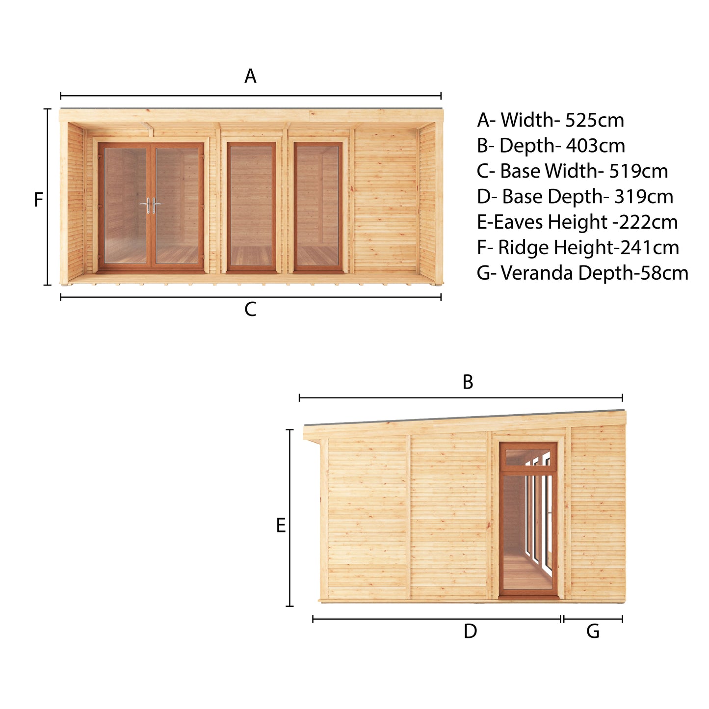 Mercia Sherwood Harlow 5mx3m Insulated Garden Room - (UPVC Windows & Doors) - Oak
