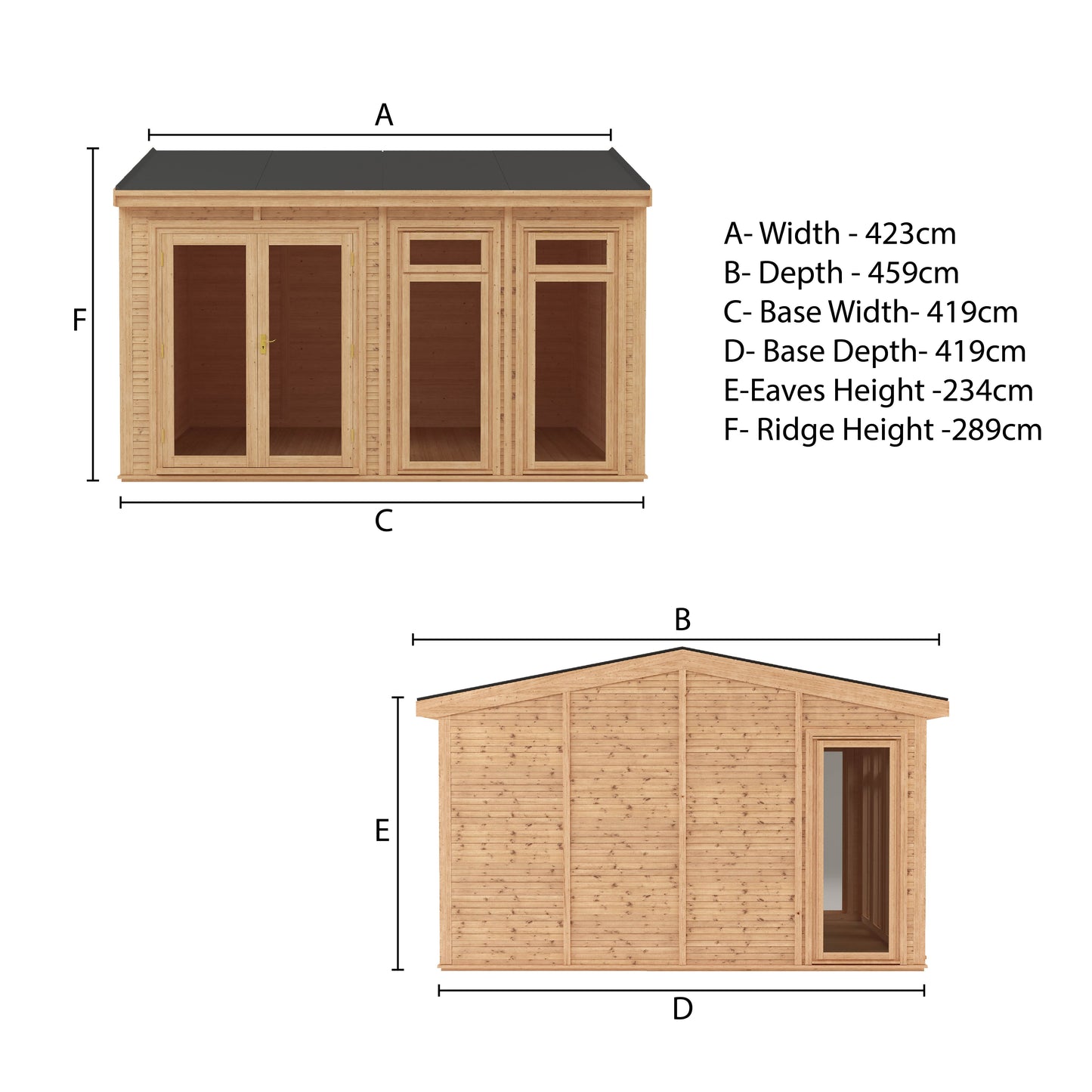 Mercia Sherwood Rufford 4mx4m Insulated Garden Room - (UPVC Windows & Doors) - Grey