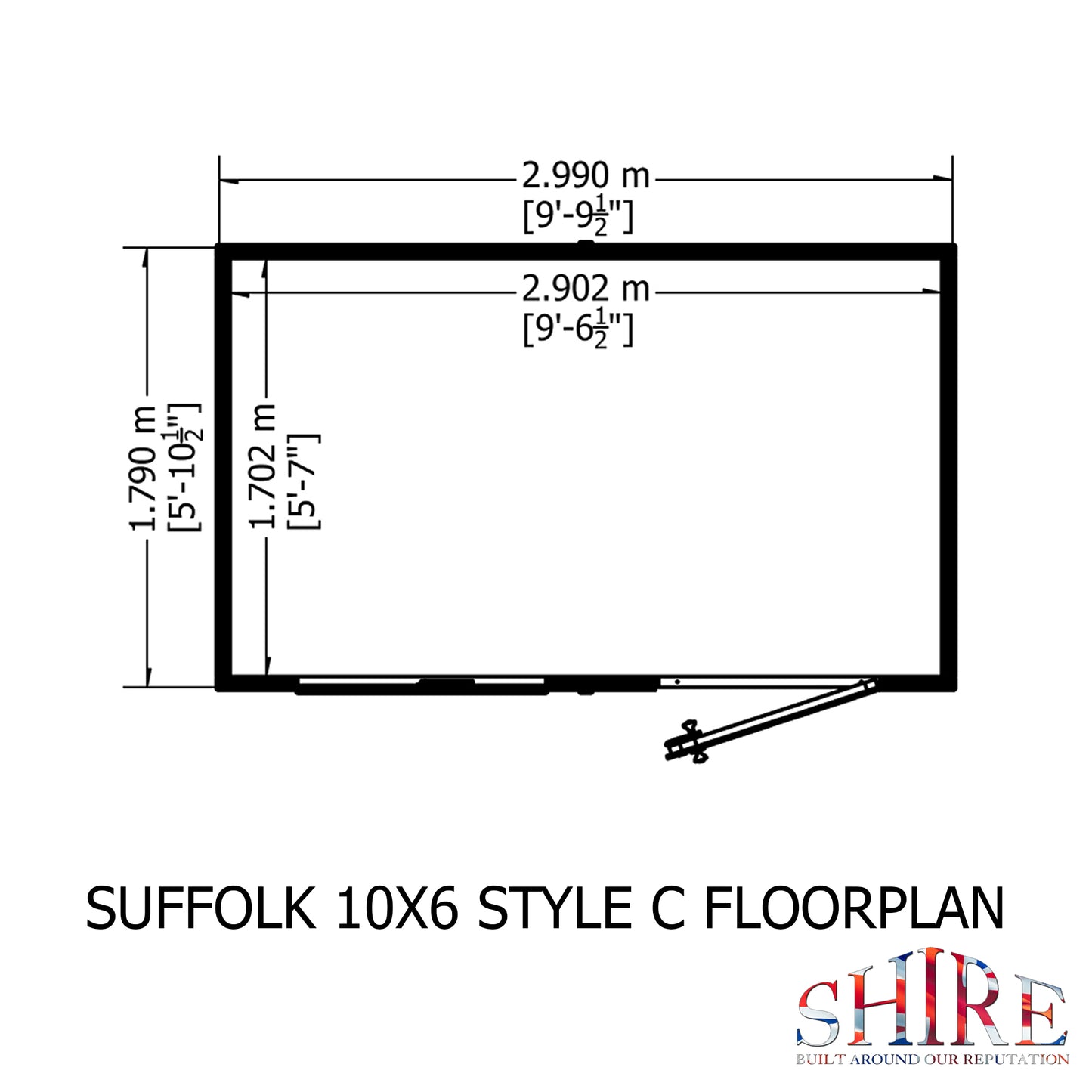 Shire Suffolk 10x6 Single Door Shiplap Style C