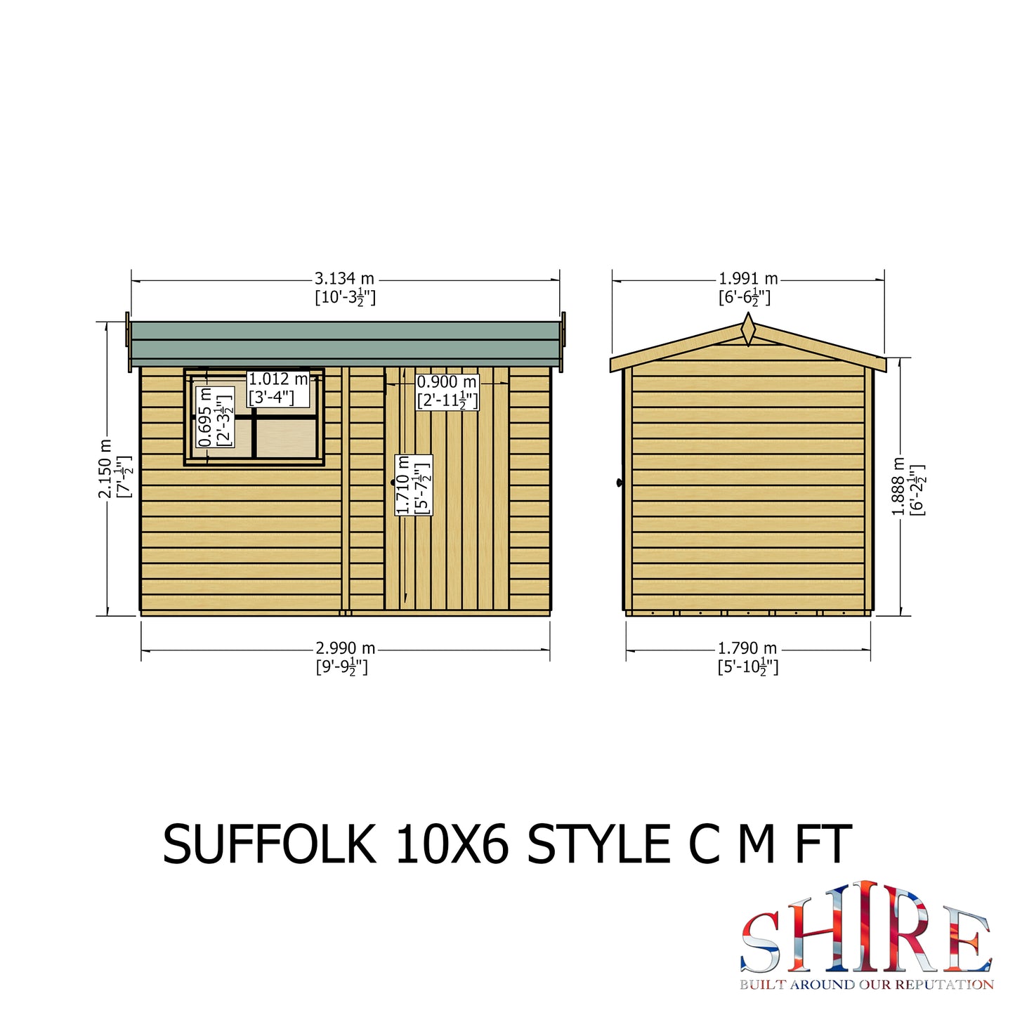 Shire Suffolk 10x6 Single Door Loglap Style C