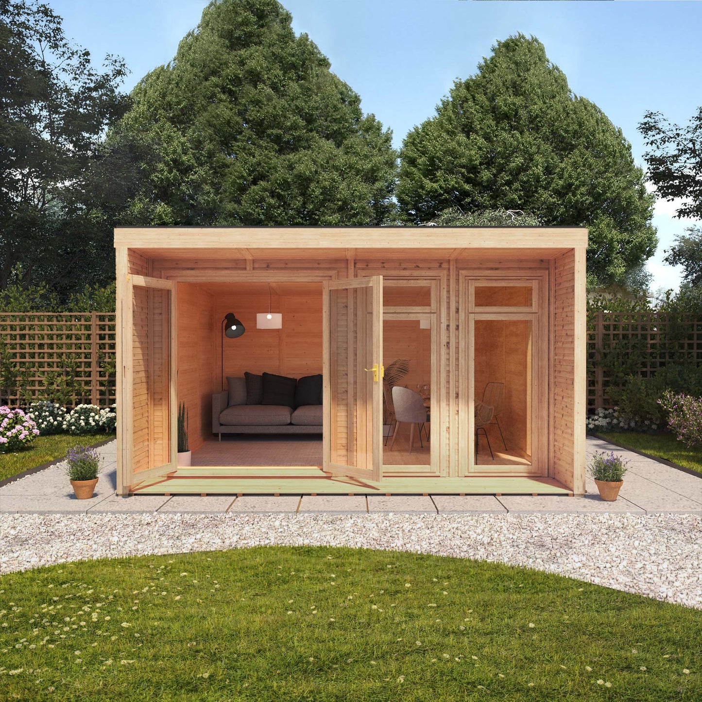 Mercia Sherwood Cresswell 4mx3m Insulated Garden Room - (UPVC Windows & Doors) - Oak