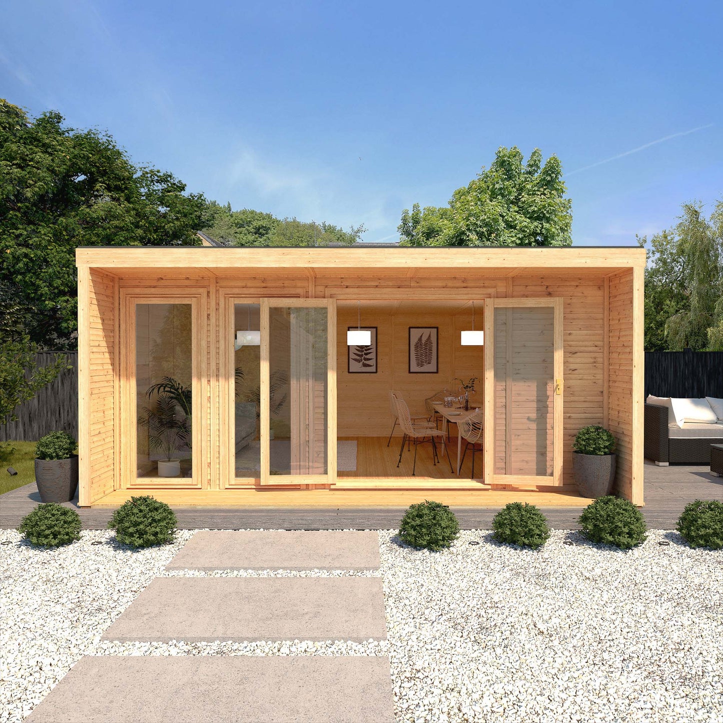 Mercia Sherwood Cresswell 5mx4m Insulated Garden Room - (UPVC Windows & Doors) - Oak