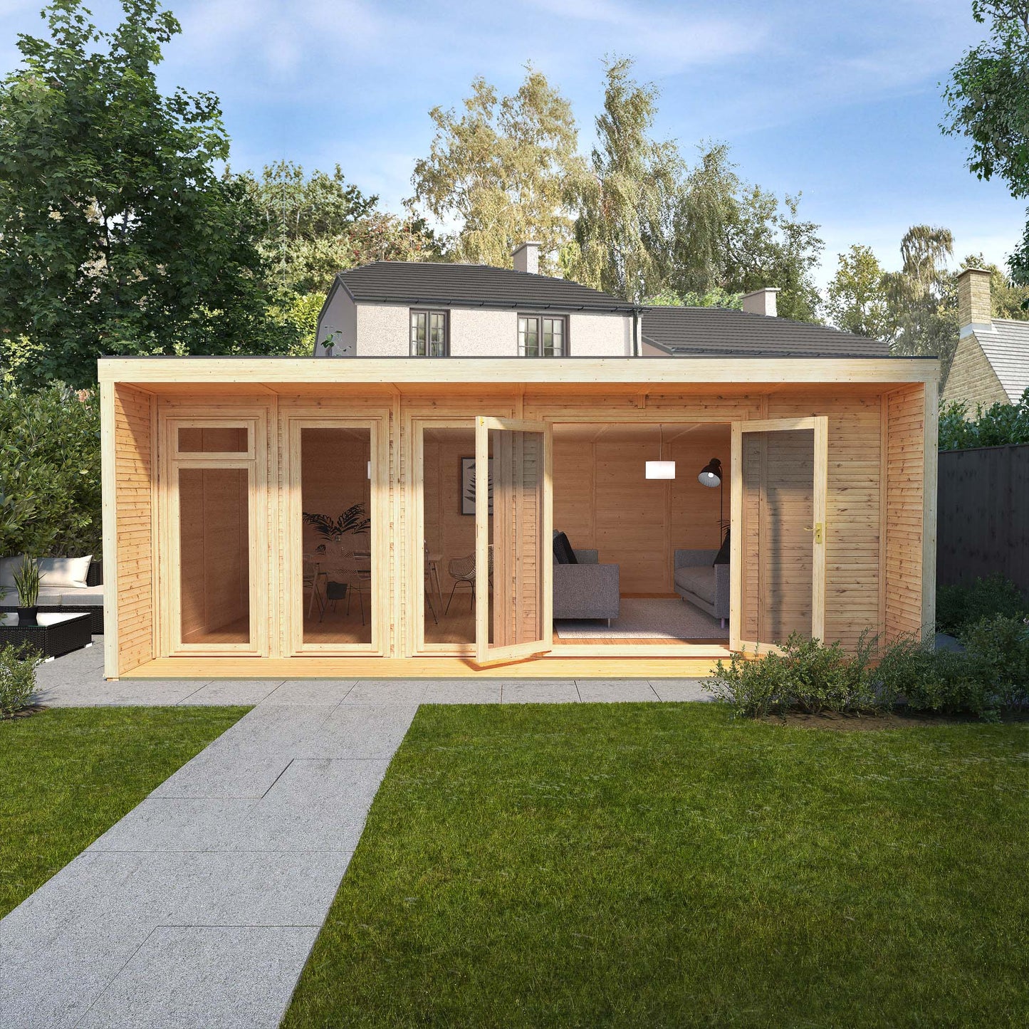 Mercia Sherwood Cresswell 6m x 4m Insulated Garden Room - (UPVC Windows & Doors) - White