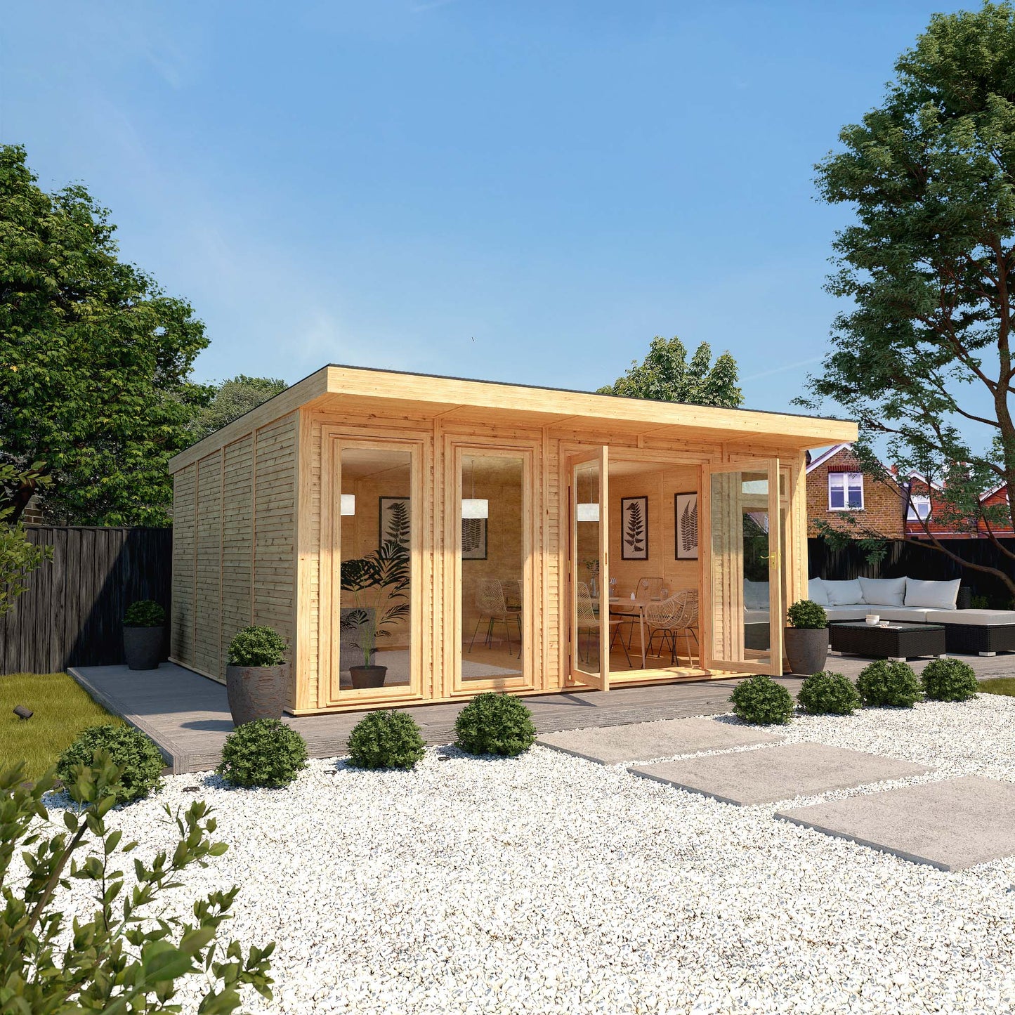 Mercia Sherwood Edwinstowe 5m x 4m Insulated Garden Room - (UPVC Windows & Doors) - Grey