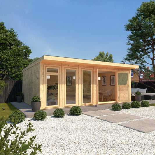 Mercia Sherwood Edwinstowe 6mx4m Insulated Garden Room - (UPVC Windows & Doors) - White