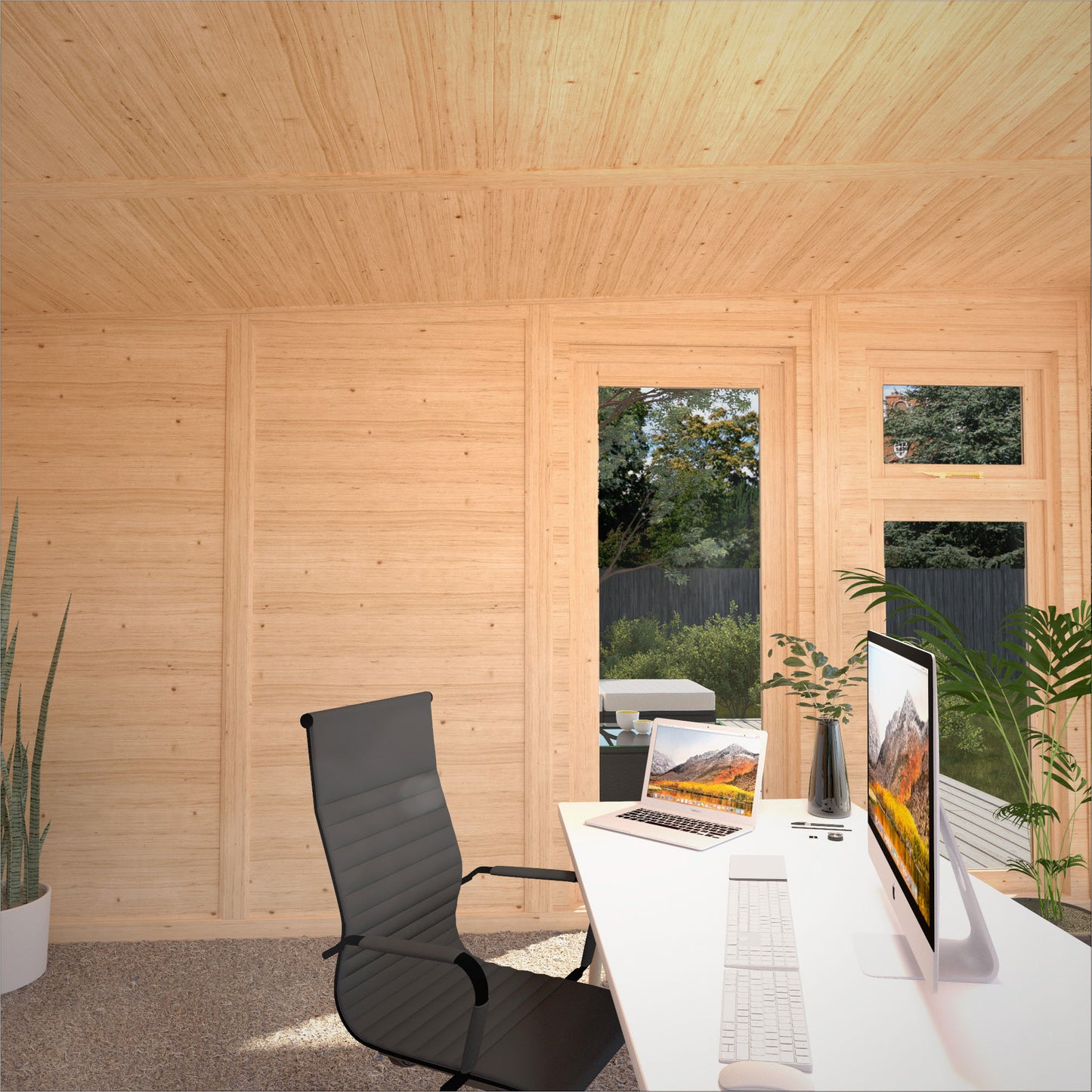 Mercia Sherwood Edwinstowe 4mx3m Insulated Garden Room- (UPVC Windows & Doors) - White