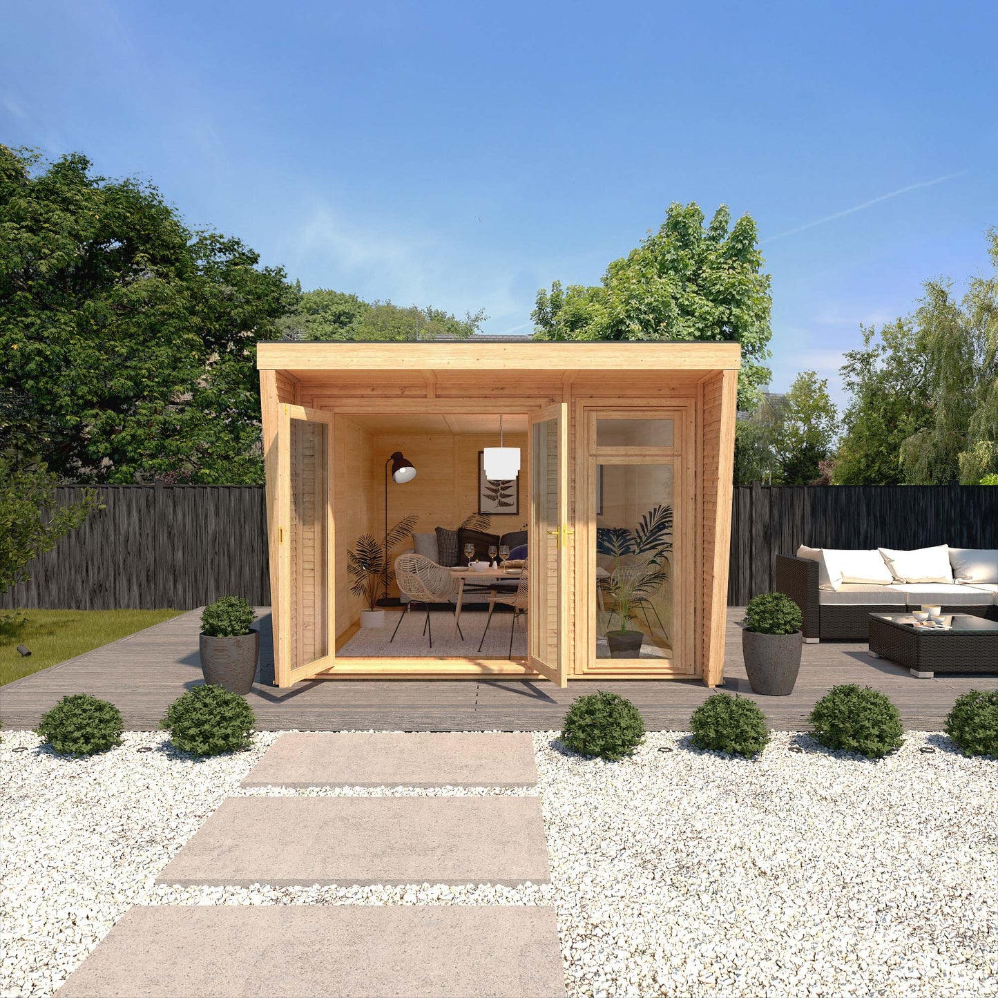 Mercia Sherwood Harlow 3mx4m Insulated Garden Room - (UPVC Windows & Doors) - Oak