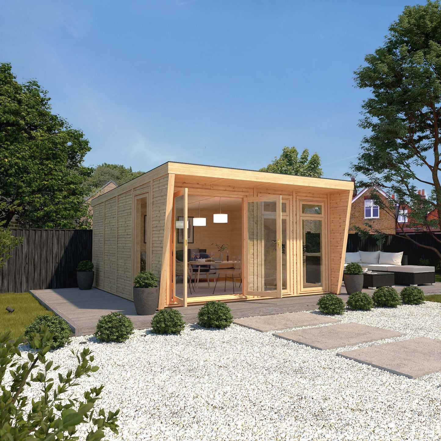 Mercia Sherwood Harlow 4mx4m Insulated Garden Room - (UPVC Windows & Doors) - Oak