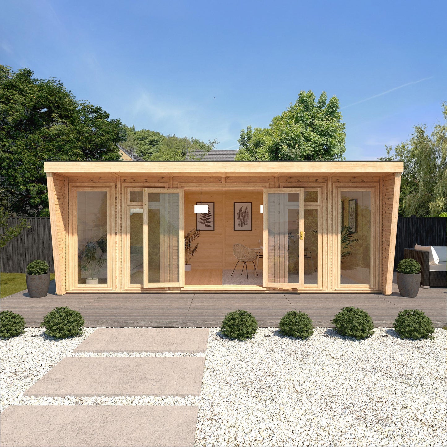 Mercia Sherwood Harlow 6m x 3m Insulated Garden Room - (UPVC Windows & Doors) - White