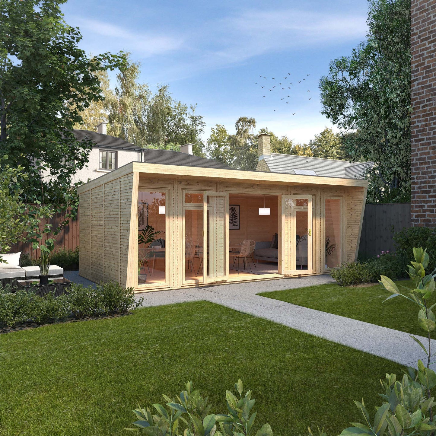 Mercia Sherwood Harlow 6mx3m Insulated Garden Room - (UPVC Windows & Doors) - White