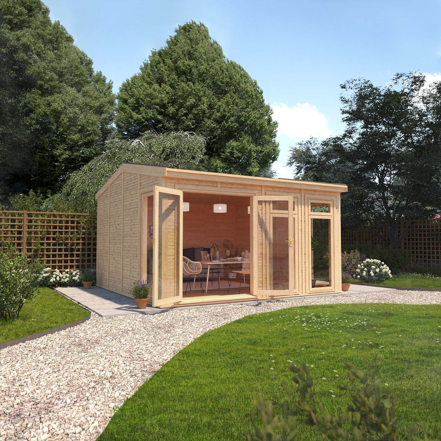 Mercia Sherwood Rufford 4mx4m Insulated Garden Room - (UPVC Windows & Doors) - Grey