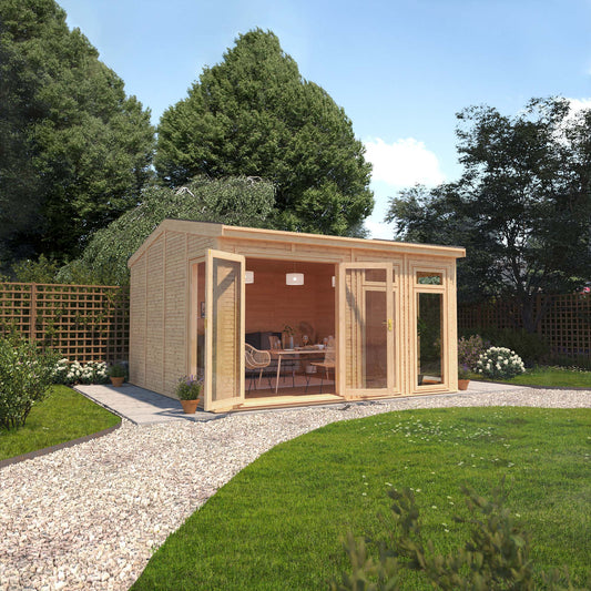 Mercia Sherwood Rufford 4mx4m Insulated Garden Room - (UPVC Windows & Doors) - Oak