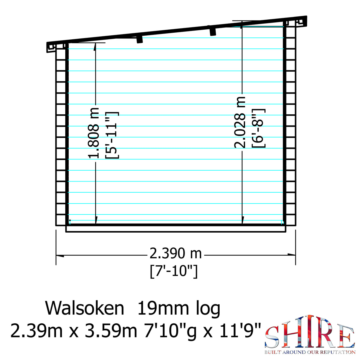 Shire Walsoken 8x12 19mm Log Cabin