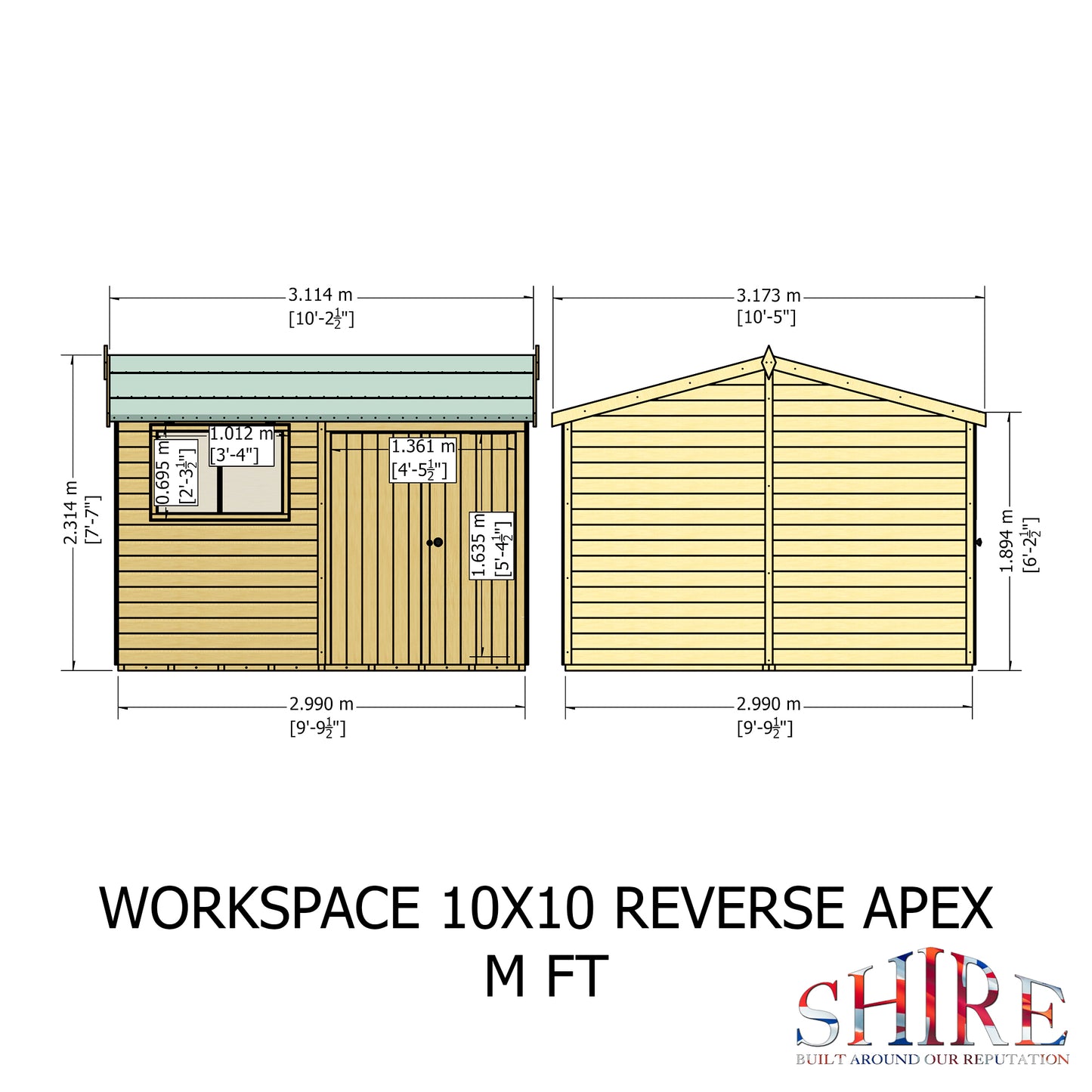 Shire Atlas 10x10 Double Door Loglap Reverse Apex
