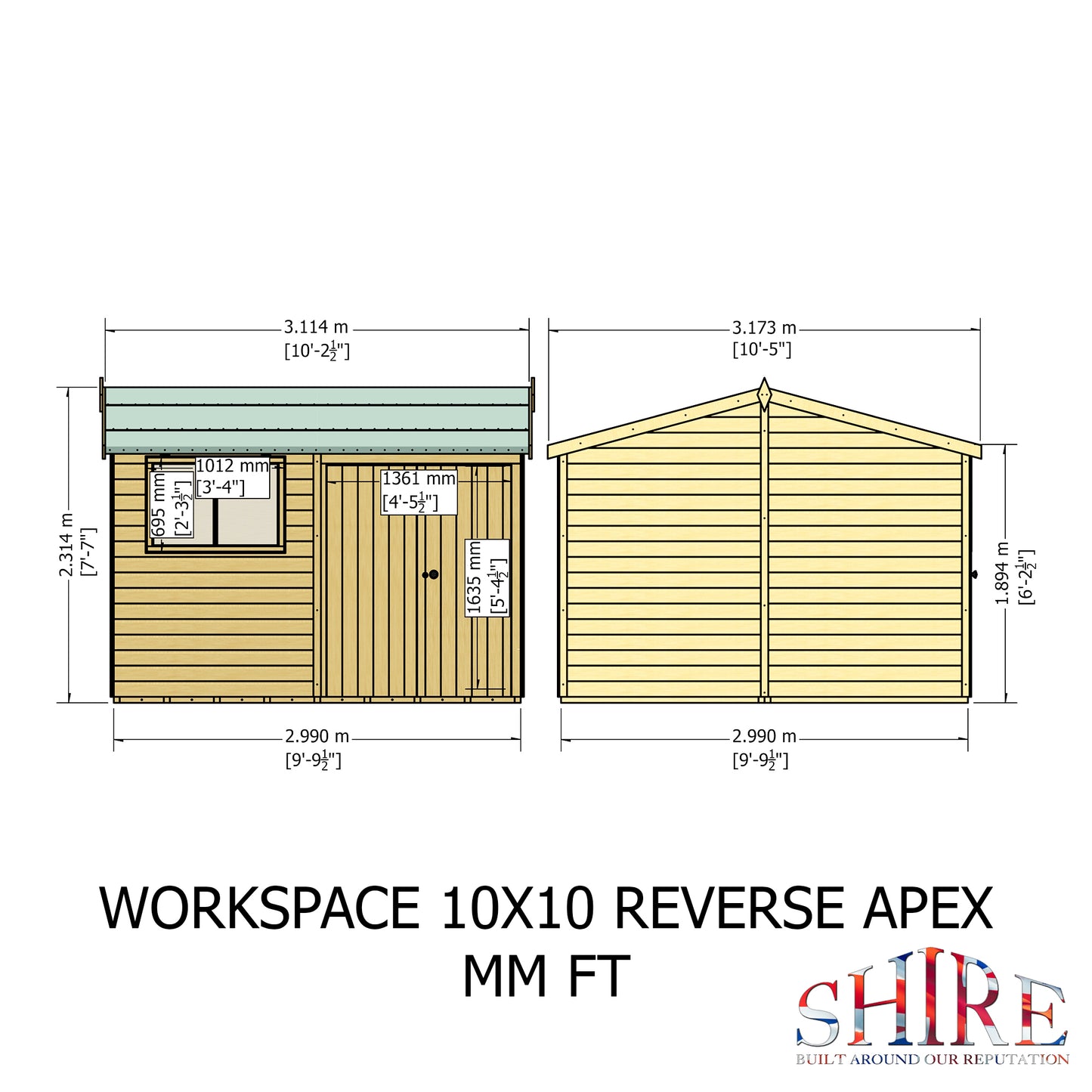 Shire Atlas 10x10 Double Door Loglap Reverse Apex