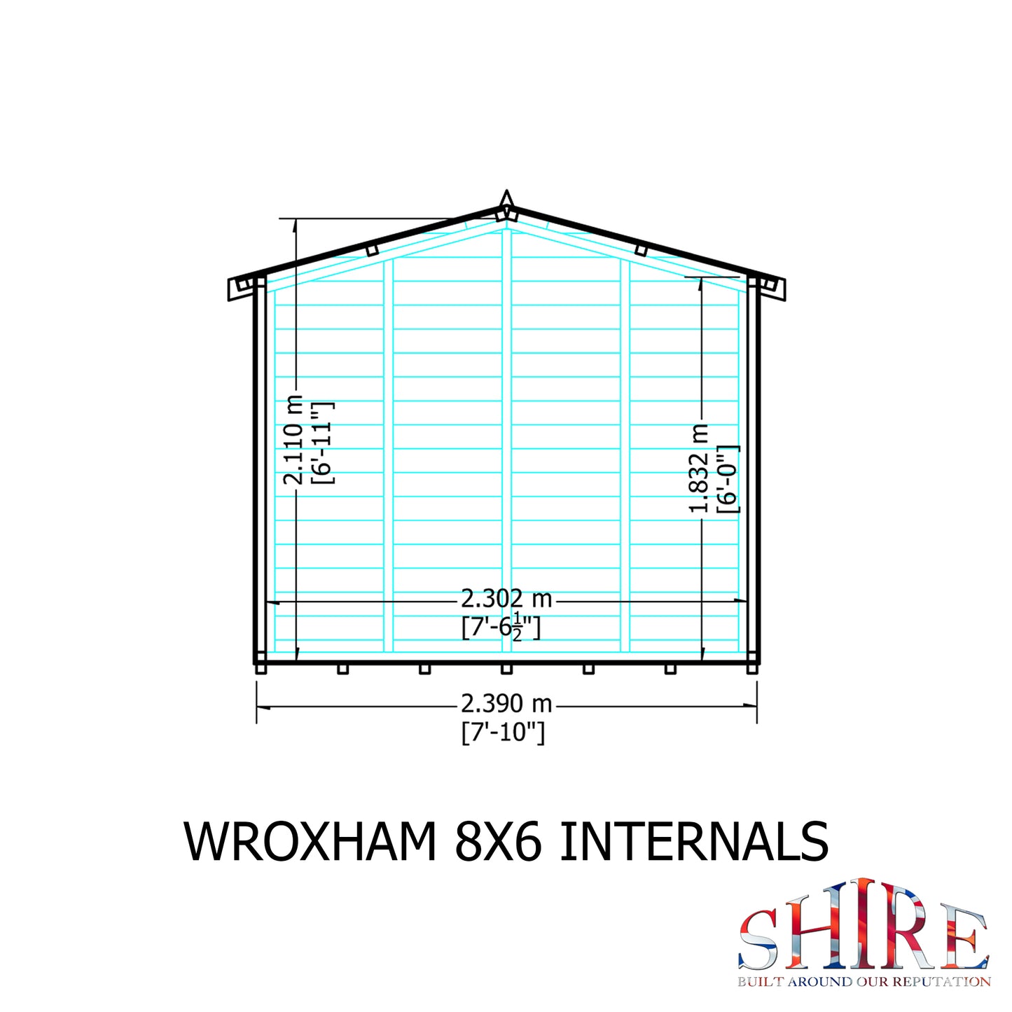 Shire Wroxham 8x6 Single Door Shiplap Style C