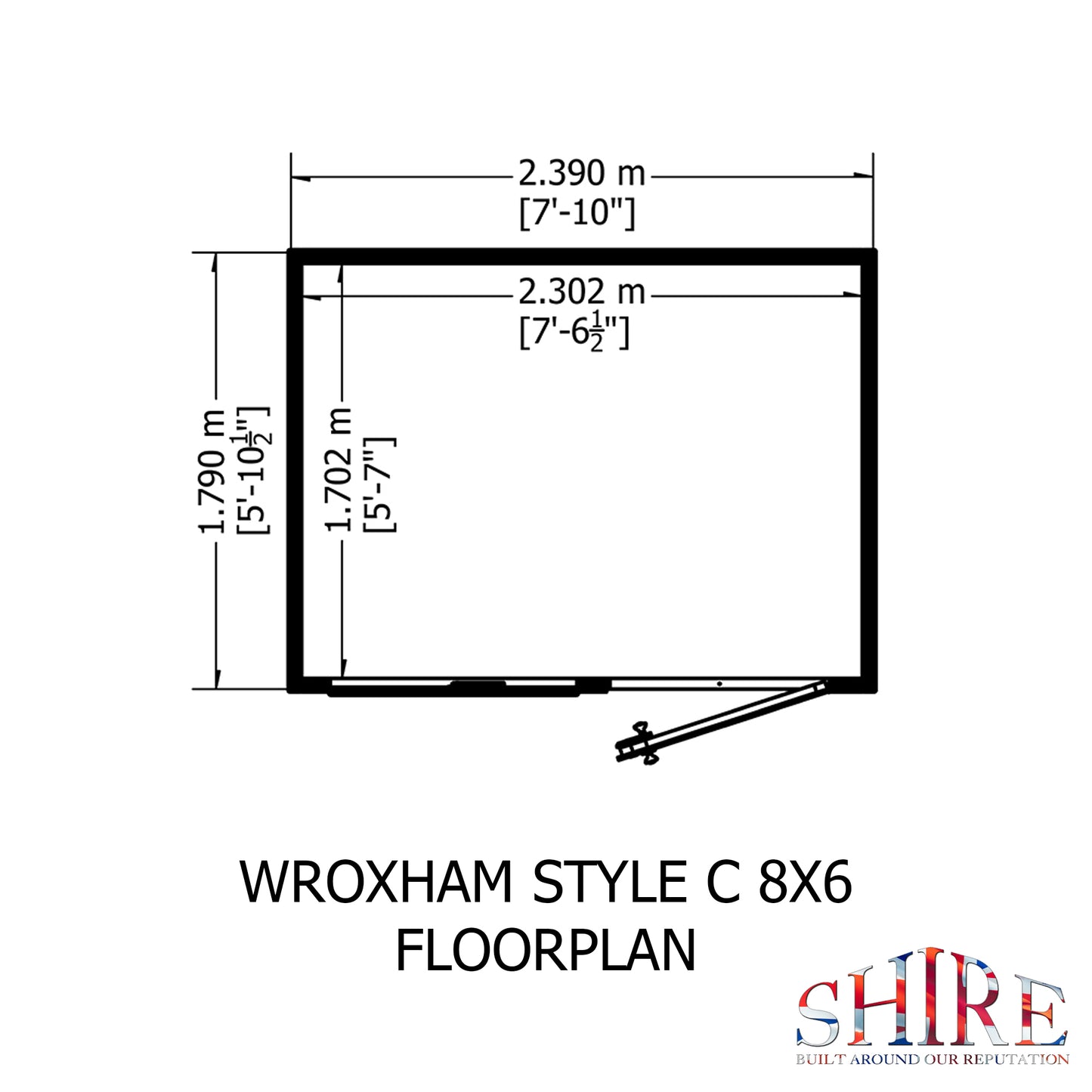 Shire Wroxham 8x6 Single Door Shiplap Style C