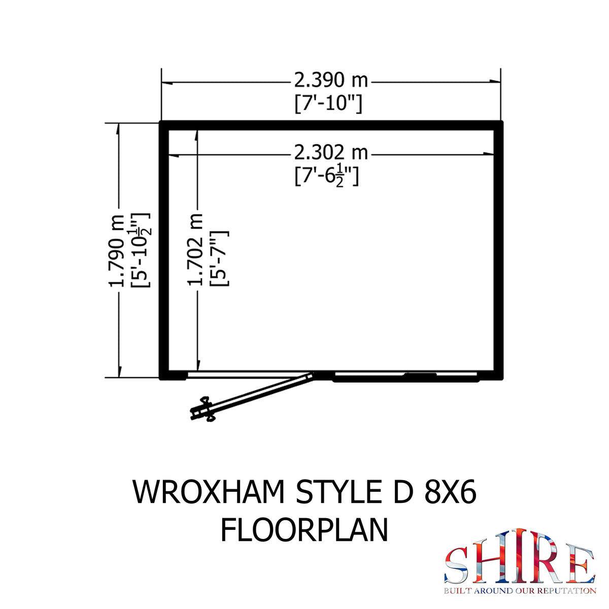 Shire Wroxham 8x6 Single Door Shiplap Style D