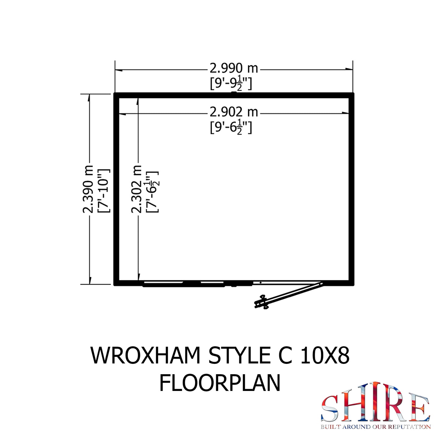 Shire Wroxham 10x8 Single Door Shiplap Style C