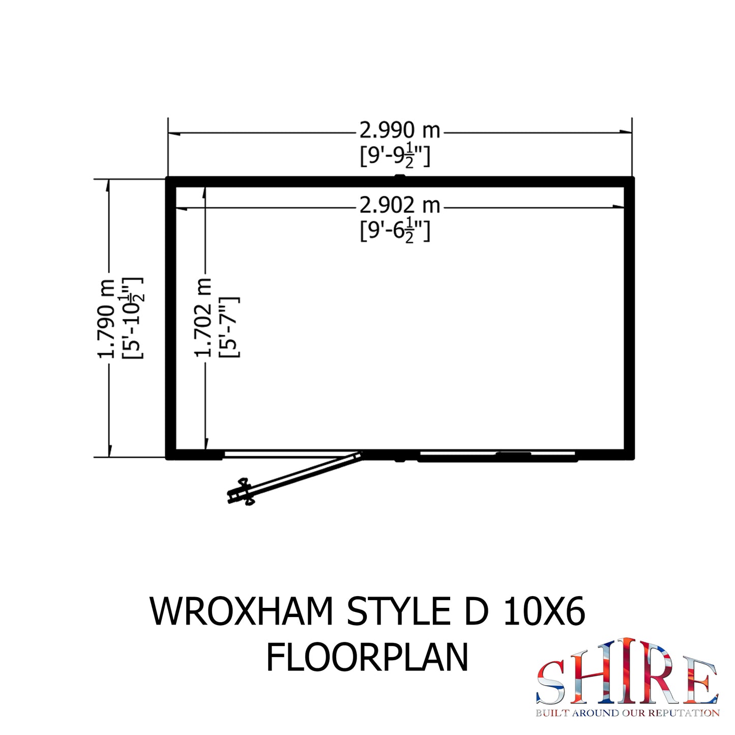 Shire Wroxham 10x6 Single Door Shiplap Style D