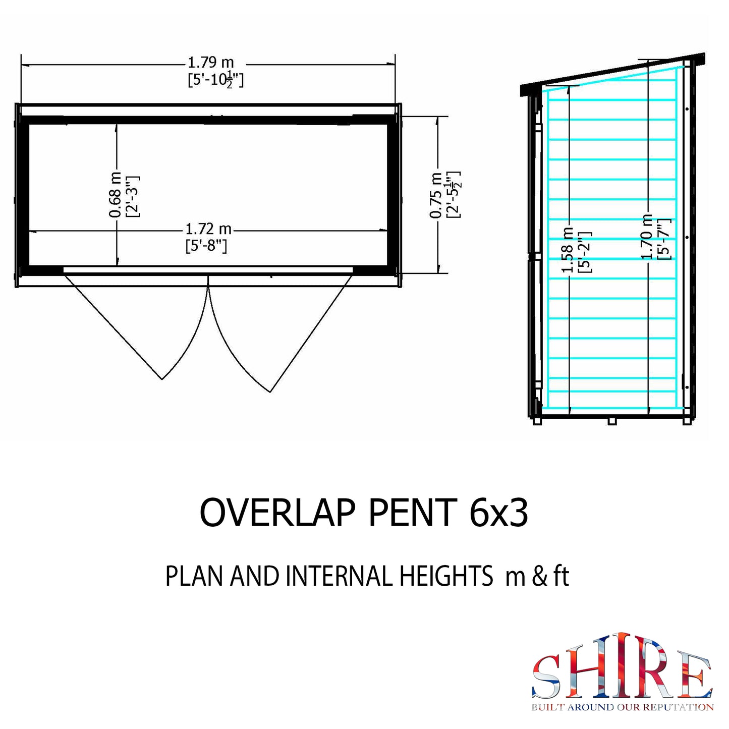 Shire Overlap Pressure Treated Pent 6x3 Double Door